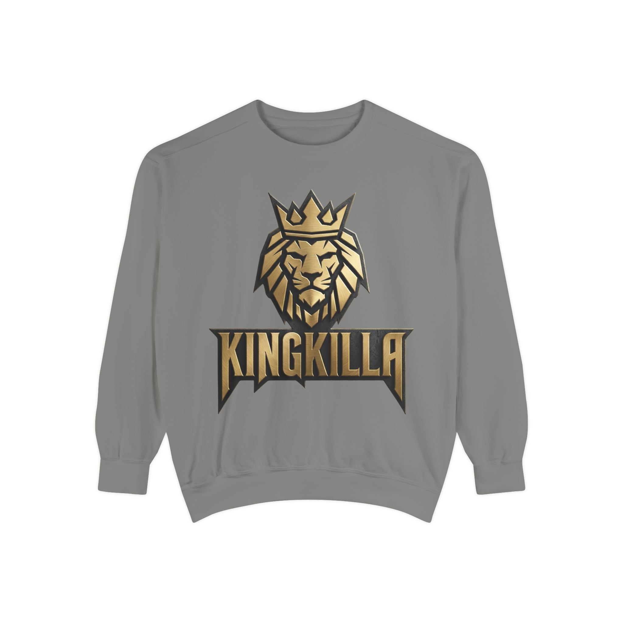 King Killa Lion Crest sweatshirt | Graphic Crewneck with Back Script Circle