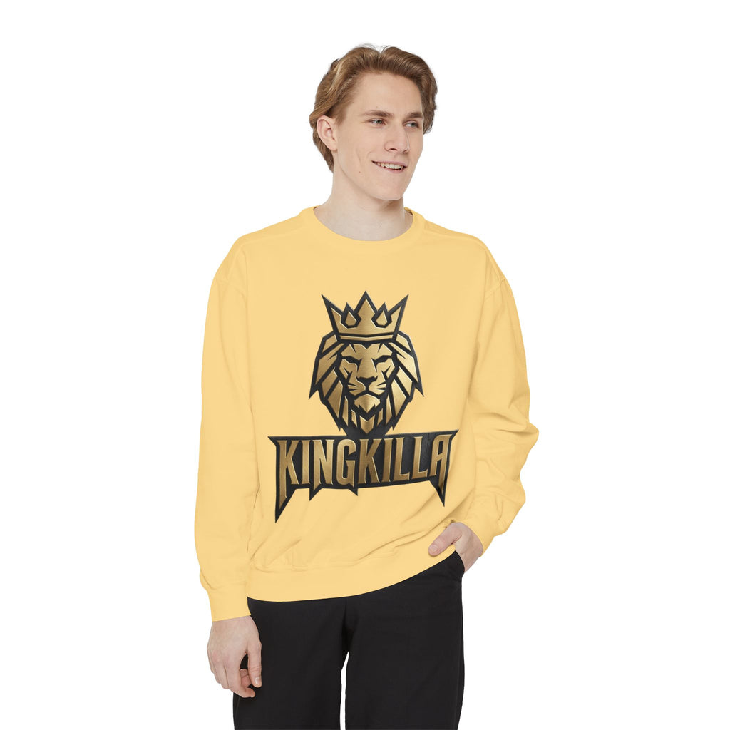 King Killa Lion Crest sweatshirt | Graphic Crewneck with Back Script Circle