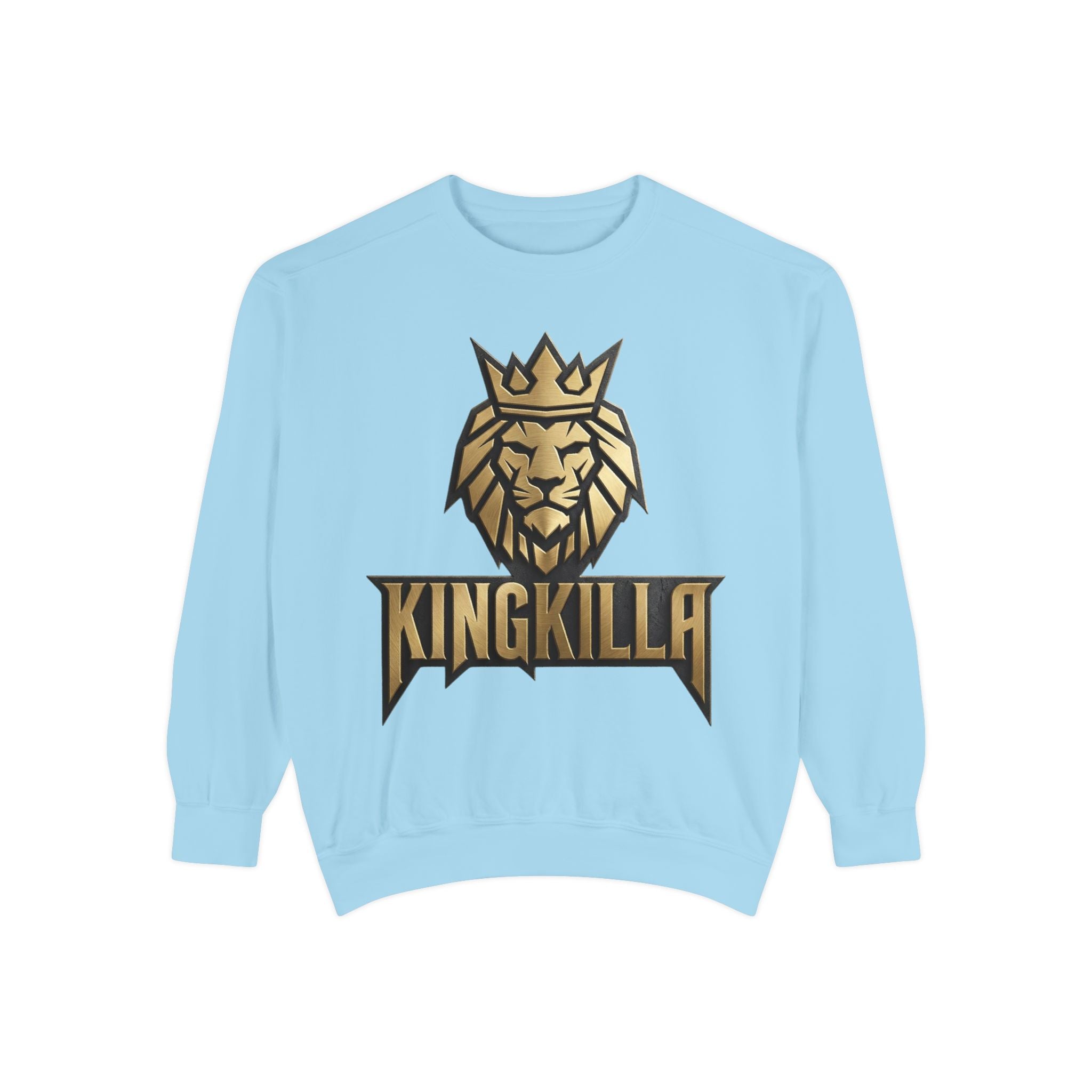 King Killa Lion Crest sweatshirt | Graphic Crewneck with Back Script Circle