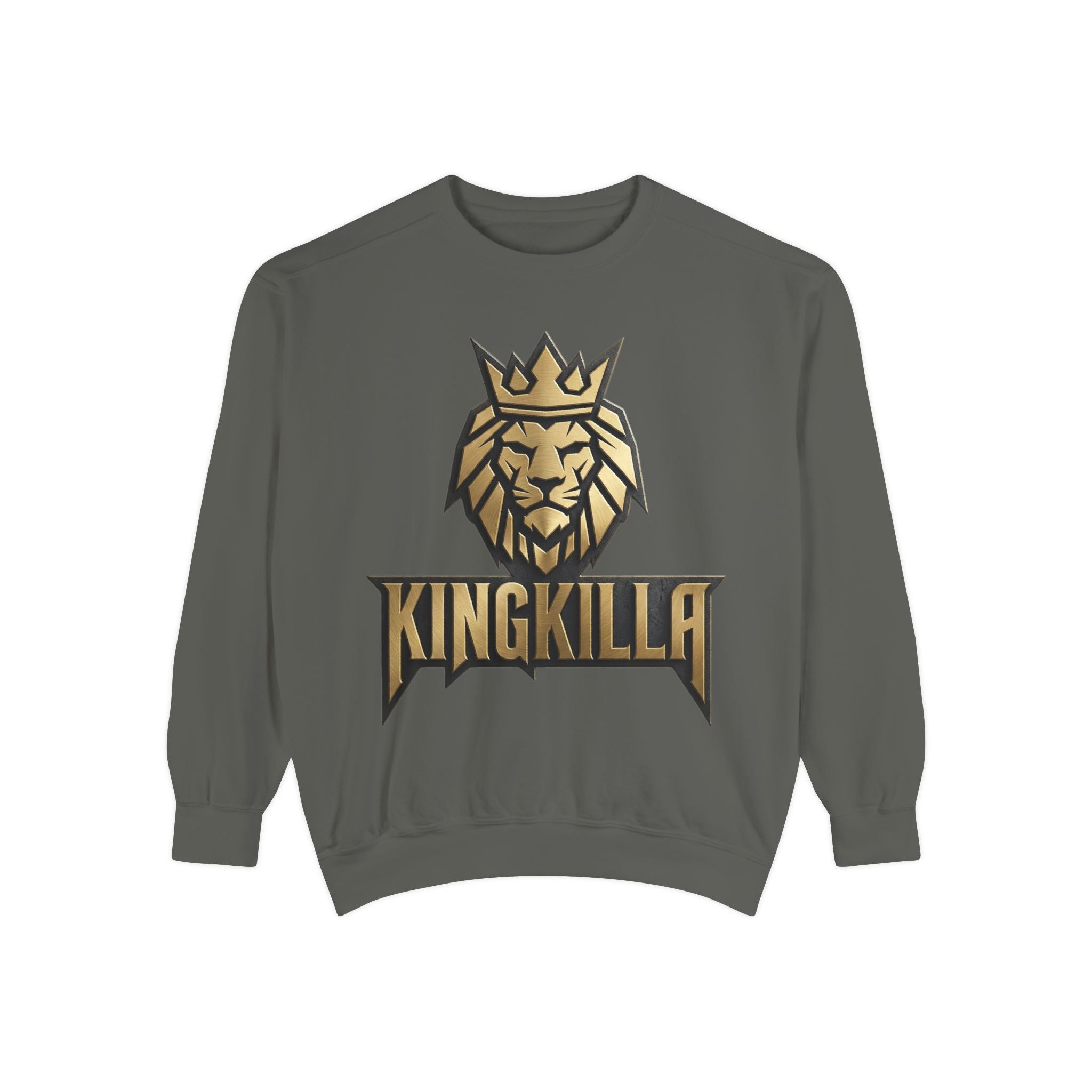 King Killa Lion Crest sweatshirt | Graphic Crewneck with Back Script Circle