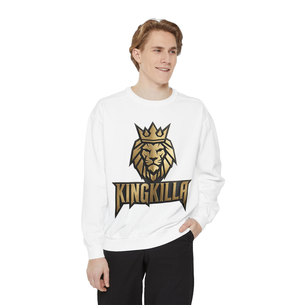 King Killa Lion Crest sweatshirt | Graphic Crewneck with Back Script Circle