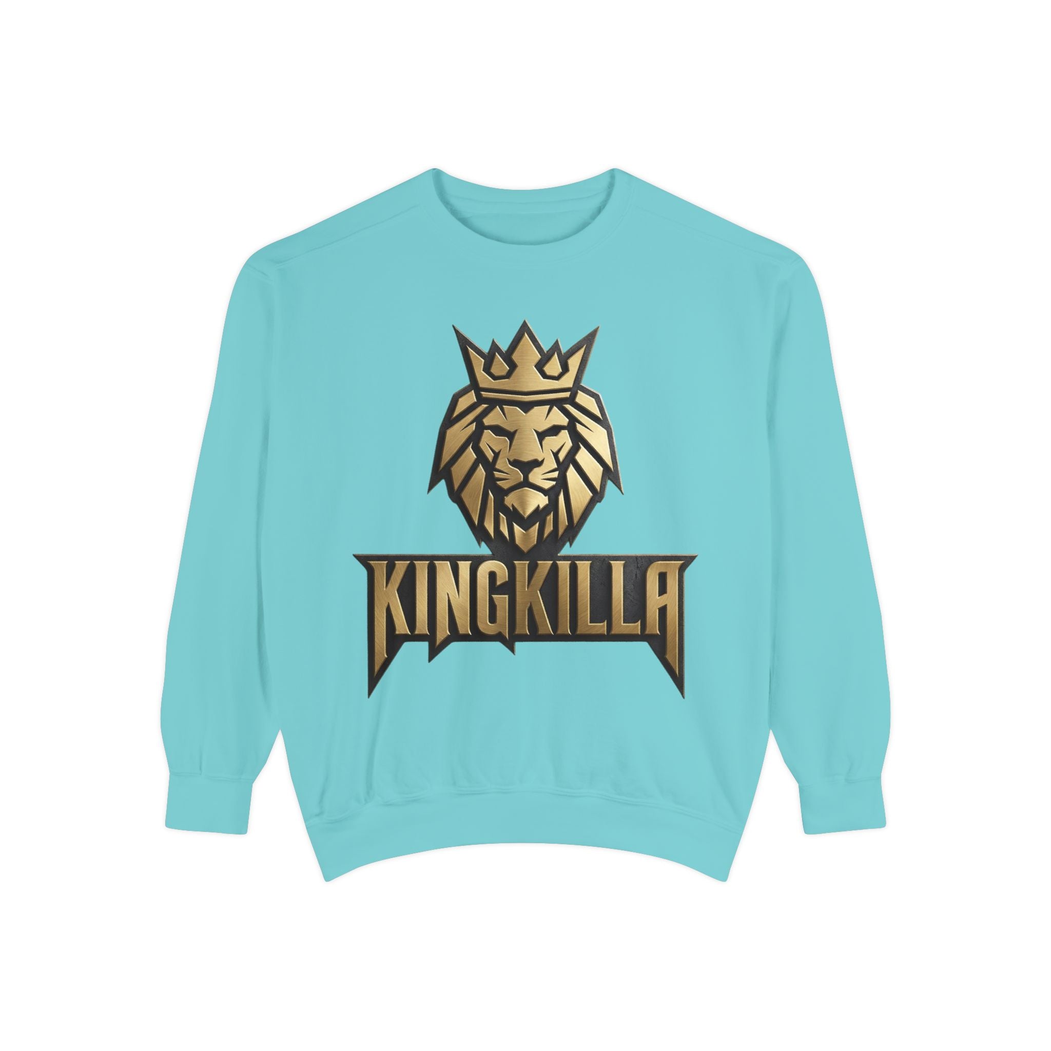 King Killa Lion Crest sweatshirt | Graphic Crewneck with Back Script Circle