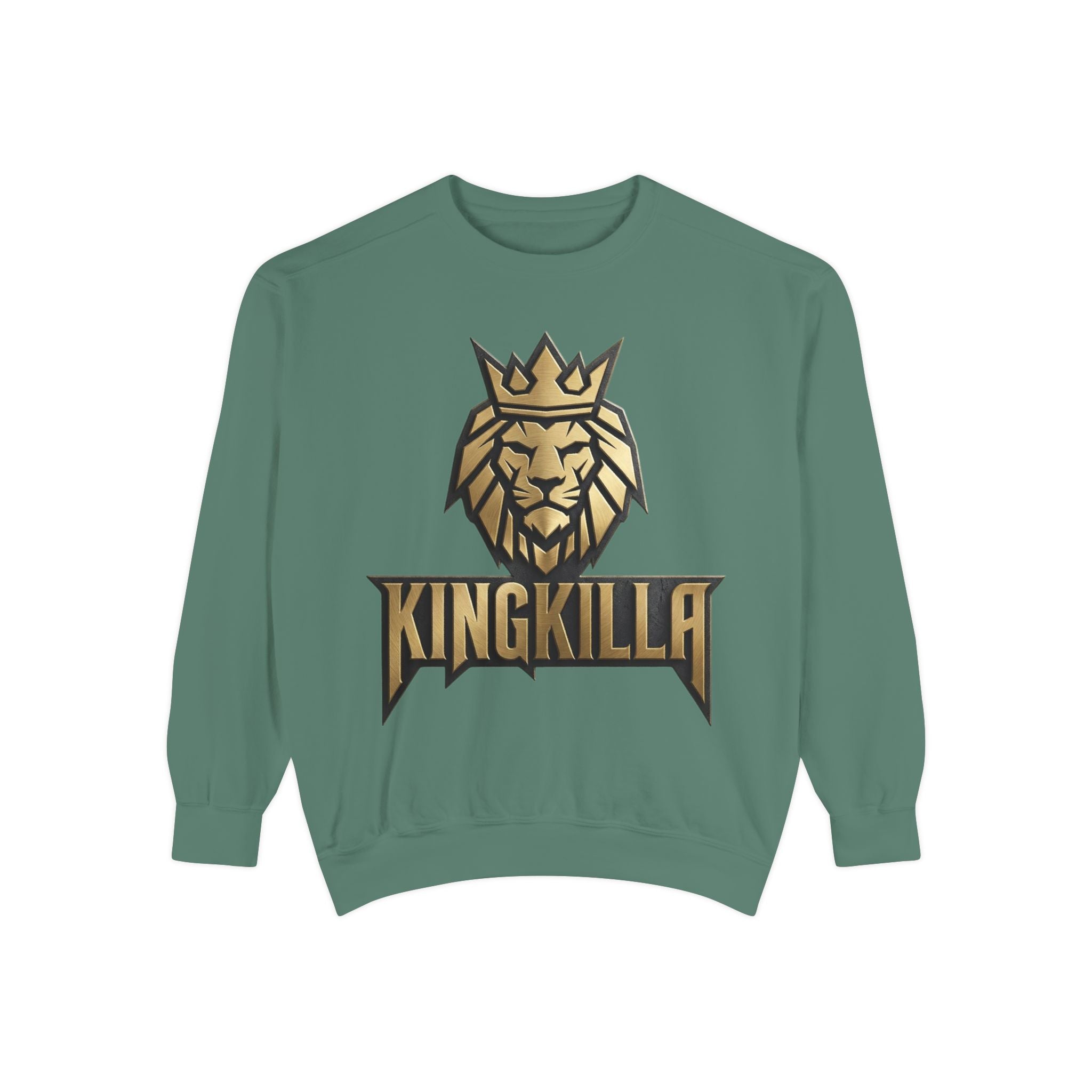 King Killa Lion Crest sweatshirt | Graphic Crewneck with Back Script Circle