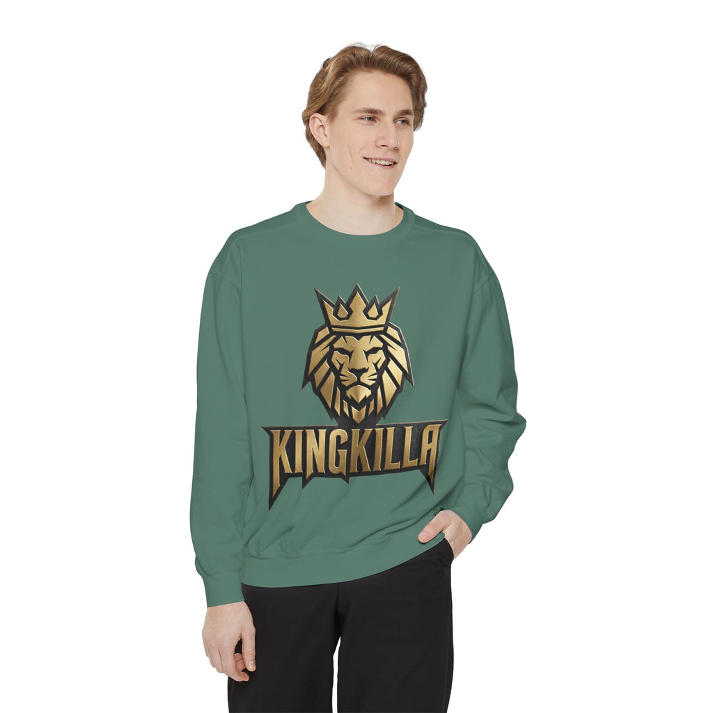 King Killa Lion Crest sweatshirt | Graphic Crewneck with Back Script Circle