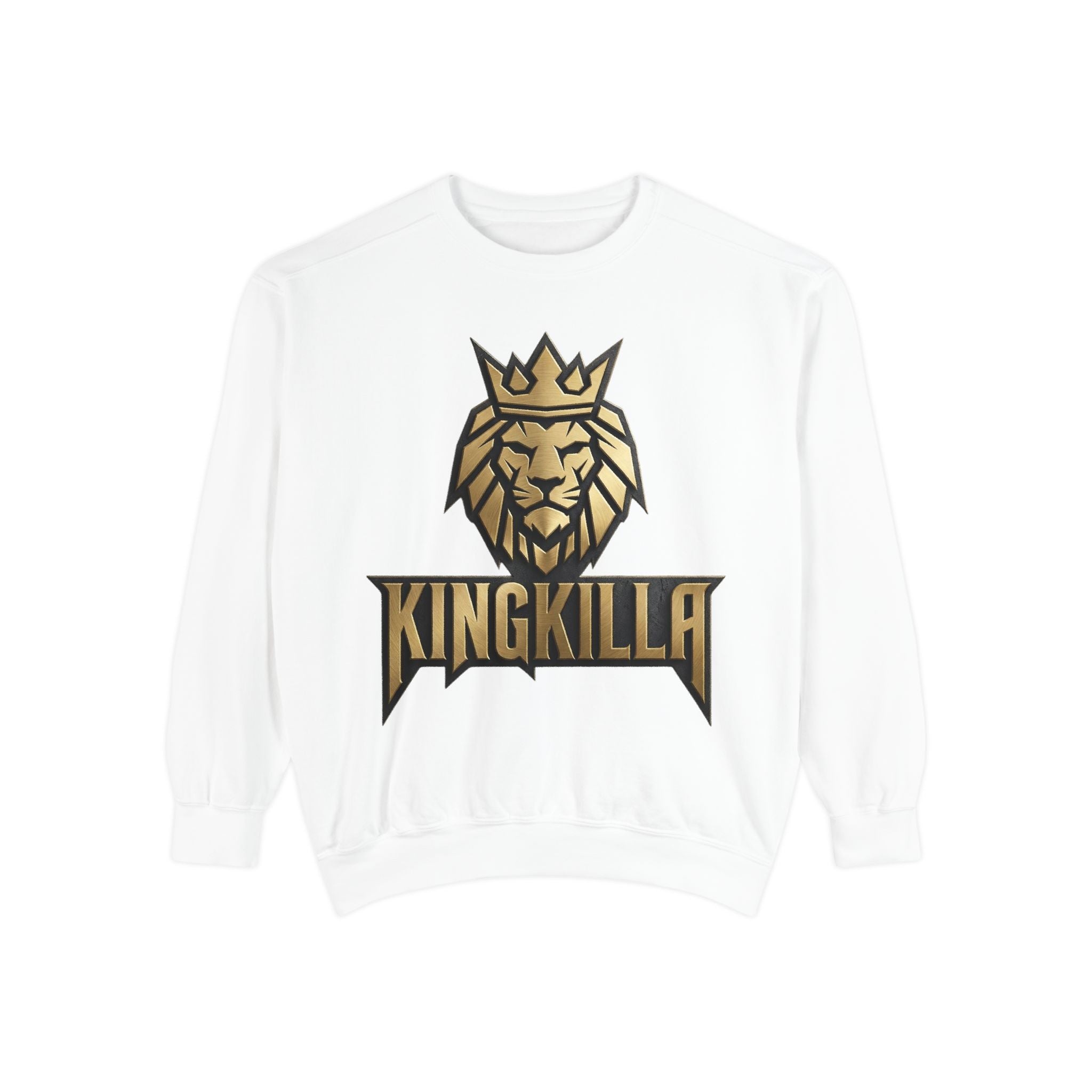 King Killa Lion Crest sweatshirt | Graphic Crewneck with Back Script Circle