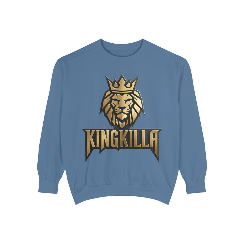 King Killa Lion Crest sweatshirt | Graphic Crewneck with Back Script Circle