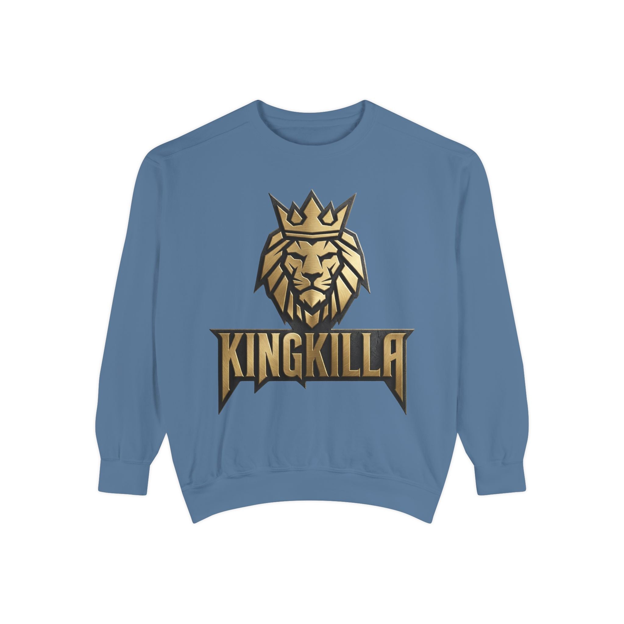 King Killa Lion Crest sweatshirt | Graphic Crewneck with Back Script Circle