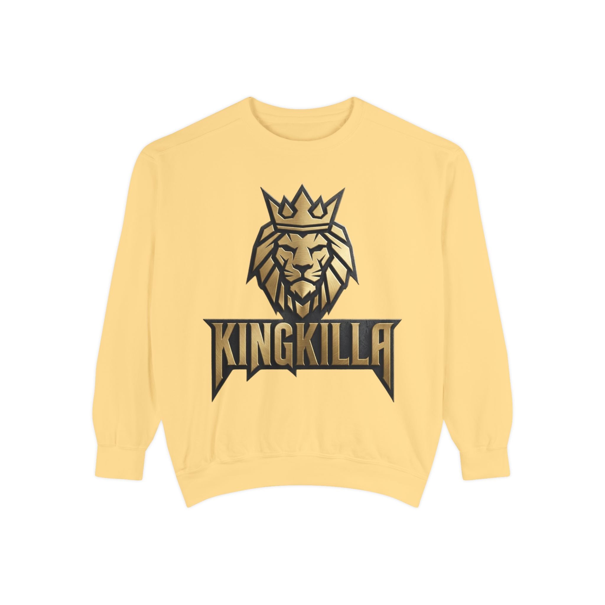 King Killa Lion Crest sweatshirt | Graphic Crewneck with Back Script Circle