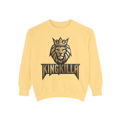 King Killa Lion Crest sweatshirt | Graphic Crewneck with Back Script Circle