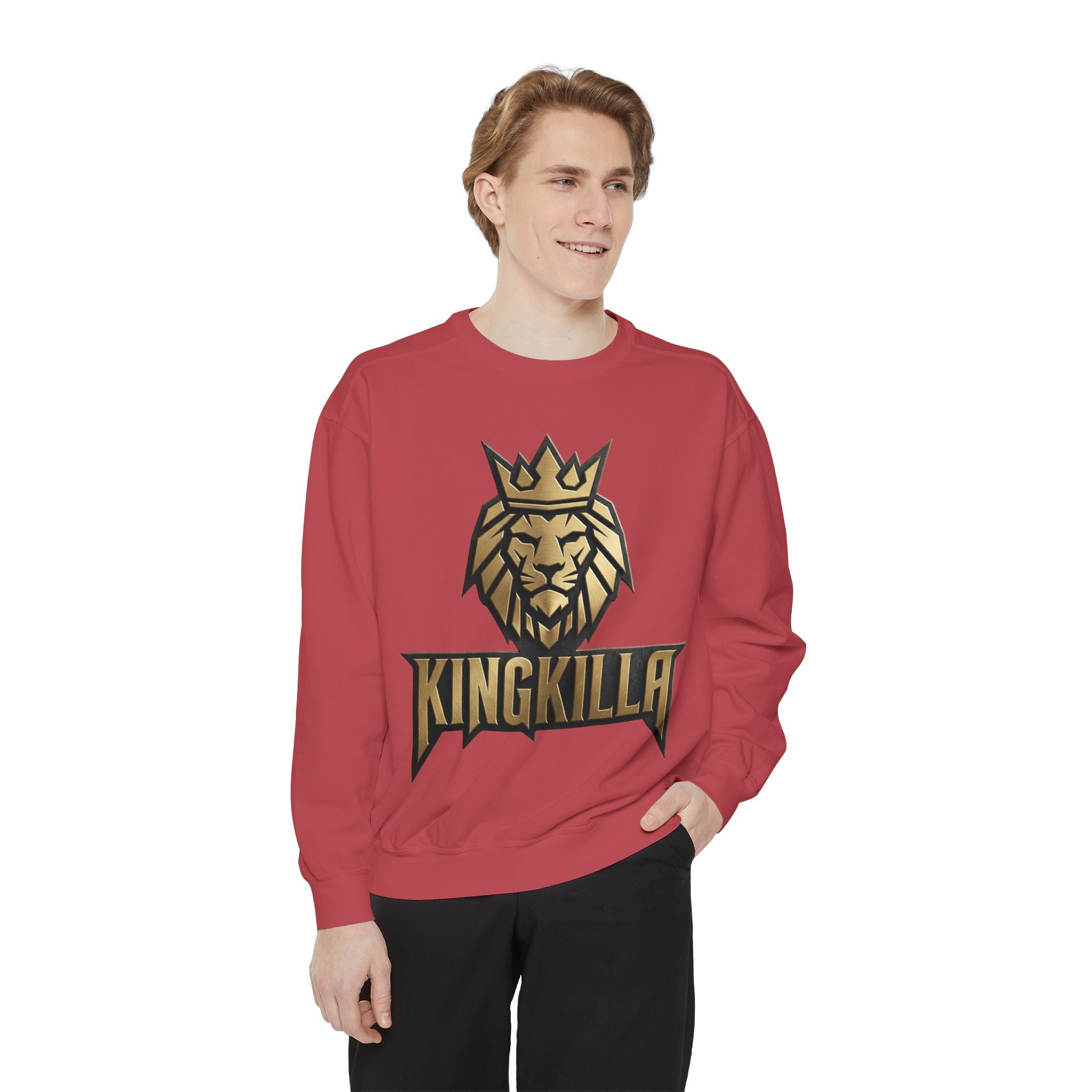 King Killa Lion Crest sweatshirt | Graphic Crewneck with Back Script Circle
