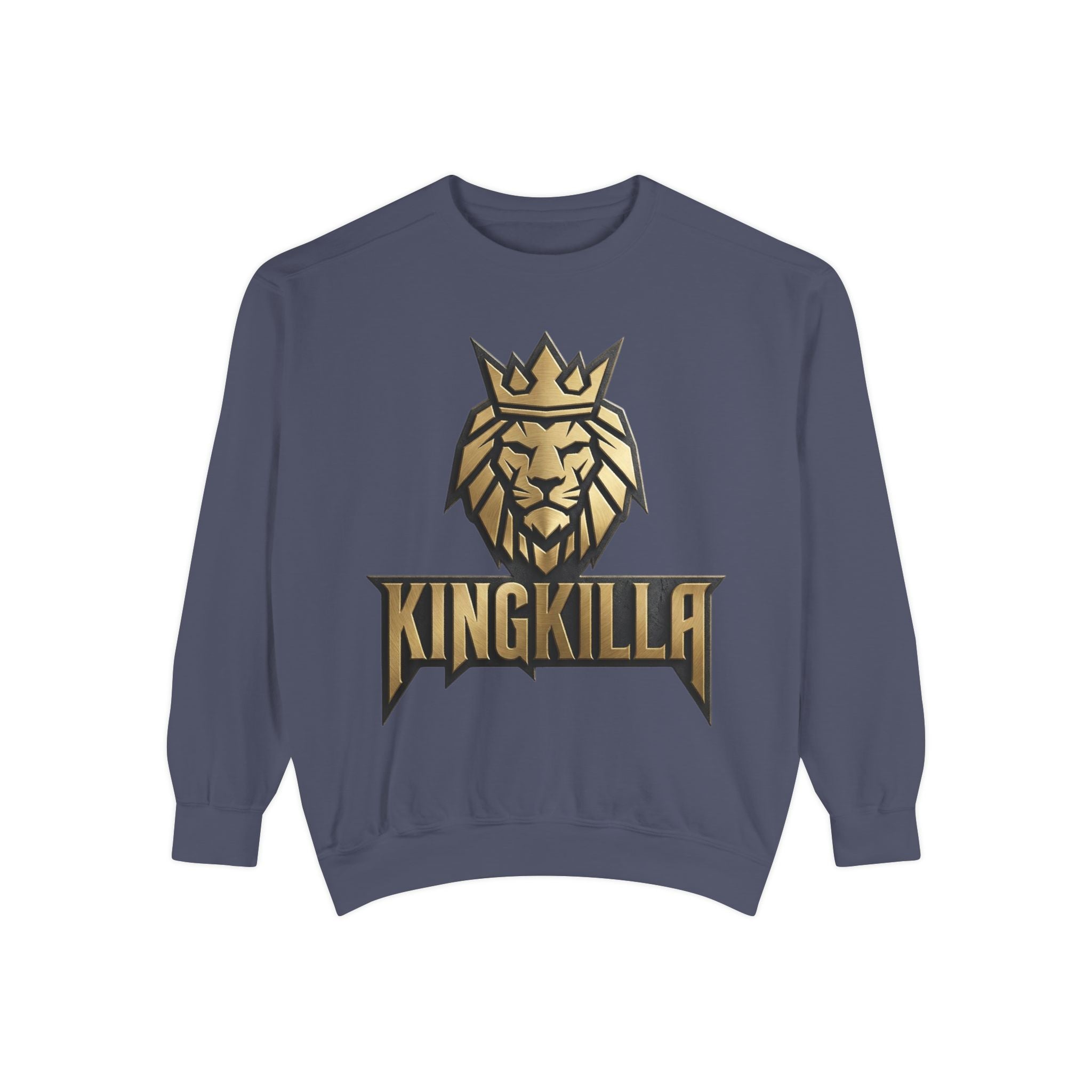 King Killa Lion Crest sweatshirt | Graphic Crewneck with Back Script Circle