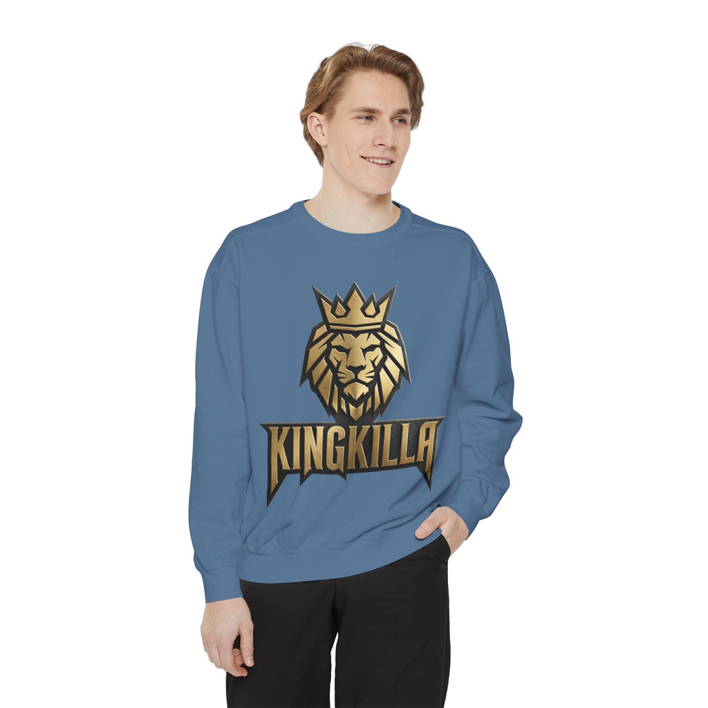 King Killa Lion Crest sweatshirt | Graphic Crewneck with Back Script Circle